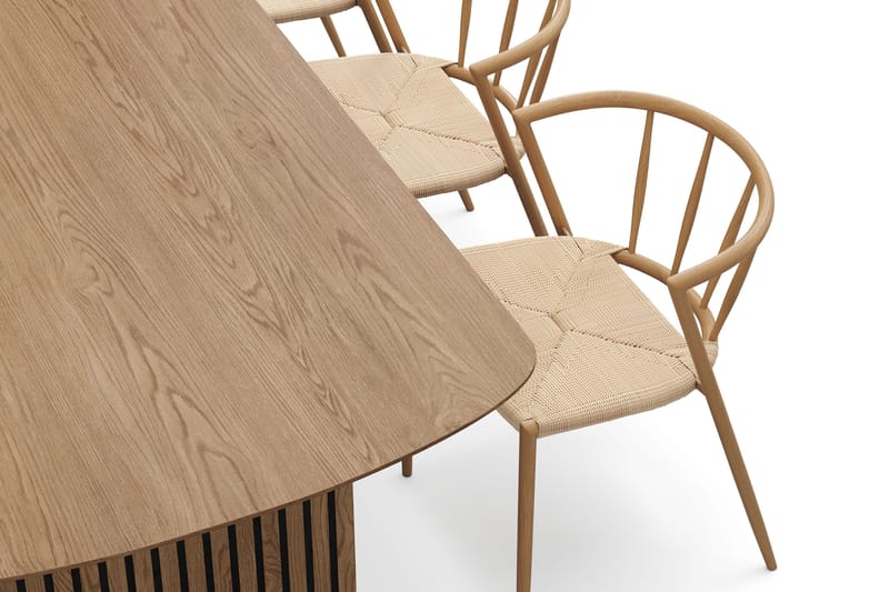 Richeto Matbord 180 cm med 6 Winston Matstolar - Naturlig finish / Beige / Metallben Ek - Möbler - Matplats - Matgrupp & matbord med stolar