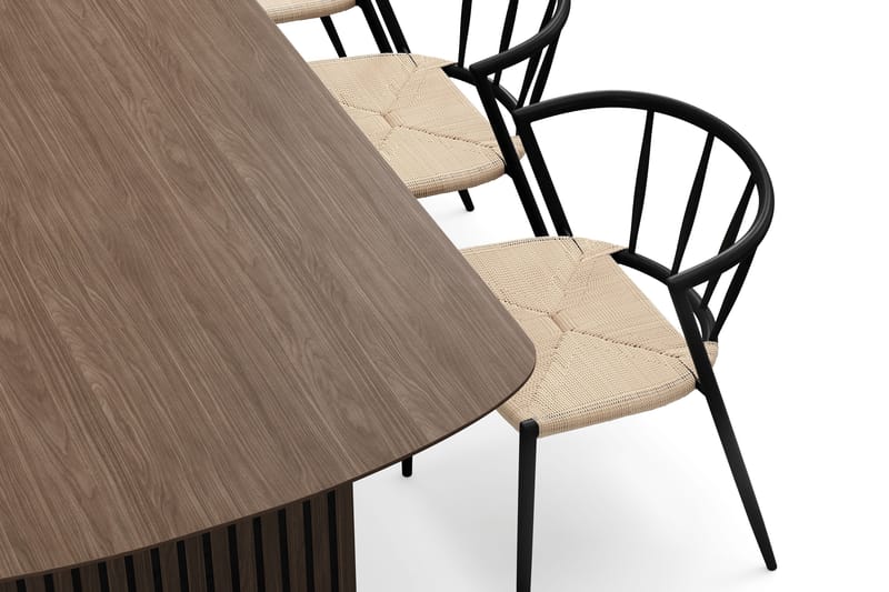 Richeto Matbord 180 cm med 6 Winston Matstolar - Rökt ek / Beige / Metallben Svart - Möbler - Matplats - Matgrupp & matbord med stolar