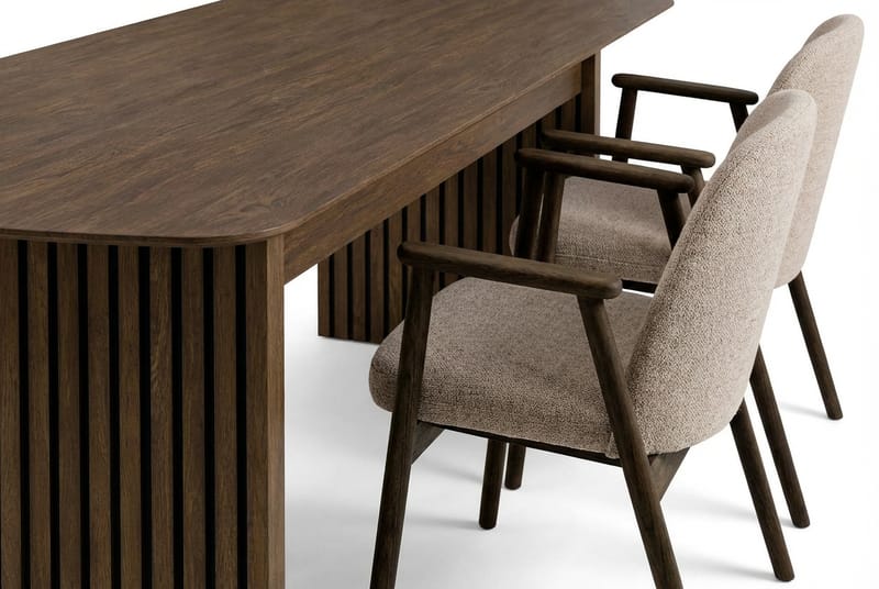 Richeto Matbord 180 cm Rökt Ek med 4 Reciclar Matstolar - Rökt ek - Möbler - Matplats - Matgrupp & matbord med stolar