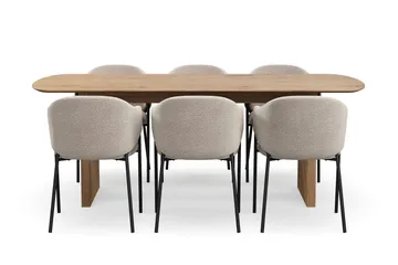 Richeto Matbord 210 cm med 6 Filip Matstolar - Ek - Möbler - Matplats - Matgrupp & matbord med stolar