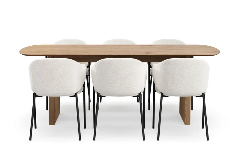 Richeto Matbord 210 cm med 6 Filip Matstolar - Ek - Möbler - Matplats - Matgrupp & matbord med stolar