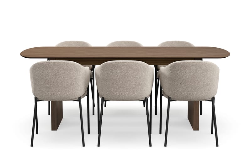 Richeto Matbord 210 cm med 6 Filip Matstolar - Rökt ek / Taupe Bouclé - Möbler - Matplats - Matgrupp & matbord med stolar
