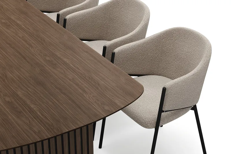 Richeto Matbord 210 cm med 6 Filip Matstolar - Rökt ek / Taupe Bouclé - Möbler - Matplats - Matgrupp & matbord med stolar