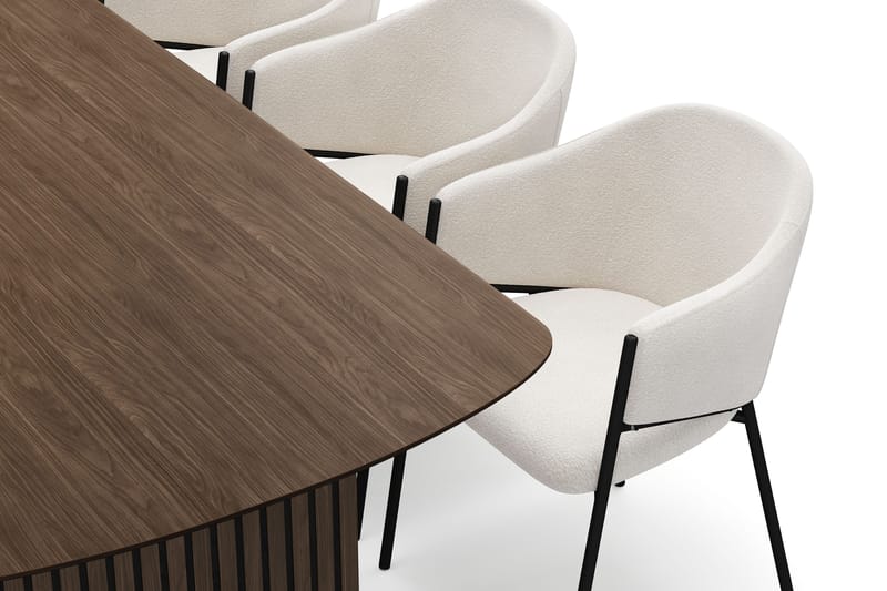 Richeto Matbord 210 cm med 6 Filip Matstolar - Rökt ek / Vit Bouclé - Möbler - Matplats - Matgrupp & matbord med stolar