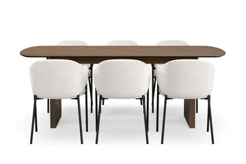 Richeto Matbord 210 cm med 6 Filip Matstolar - Rökt ek - Möbler - Matplats - Matgrupp & matbord med stolar