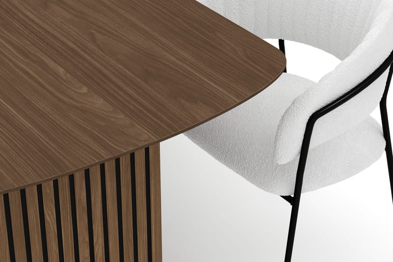 Richeto Matbord 210 cm med 6 Karol Matstolar - Rökt ek / Vit Bouclé - Möbler - Matplats - Matgrupp & matbord med stolar