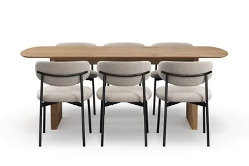 Richeto Matbord 210 cm med 6 Lucy Matstolar - Ek - Möbler - Matplats - Matgrupp & matbord med stolar