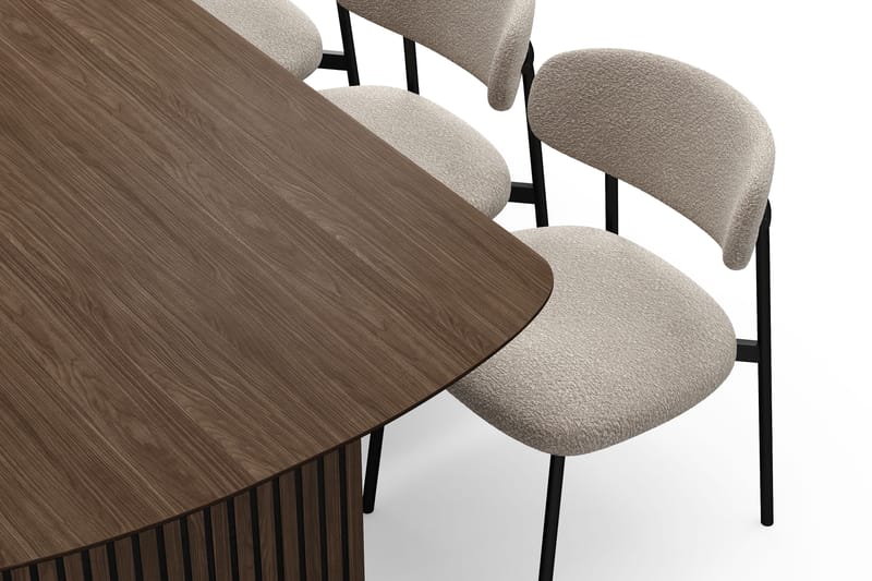 Richeto Matbord 210 cm med 6 Lucy Matstolar - Rökt ek / Greige Bouclé - Möbler - Matplats - Matgrupp & matbord med stolar