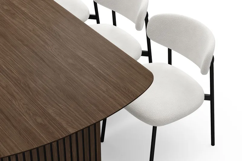 Richeto Matbord 210 cm med 6 Lucy Matstolar - Rökt ek / Vit Bouclé - Möbler - Matplats - Matgrupp & matbord med stolar