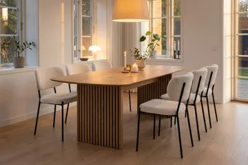 Richeto Matbord 210 cm med 6 st Gemmiano Stolar i Teddy - Brun, Vit - Möbler - Matplats - Matgrupp & matbord med stolar