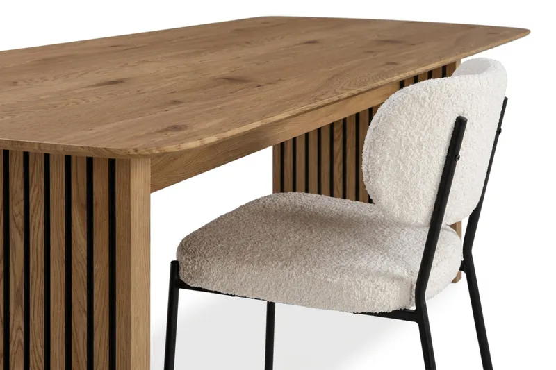 Richeto Matbord 210 cm med 6 st Gemmiano Stolar i Teddy - Brun, Vit - Möbler - Matplats - Matgrupp & matbord med stolar