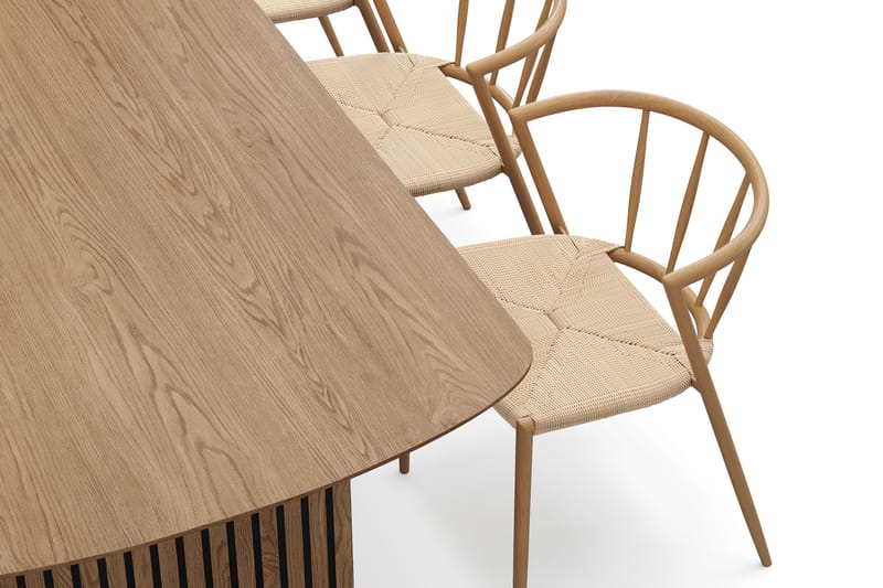 Richeto Matbord 210 cm med 6 Winston Matstolar - Naturlig finish / Beige / Metallben Ek - Möbler - Matplats - Matgrupp & matbord med stolar