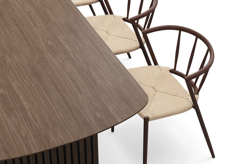 Richeto Matbord 210 cm med 6 Winston Matstolar - Rökt ek / Beige / Metallben Rökt ek - Möbler - Matplats - Matgrupp & matbord med stolar