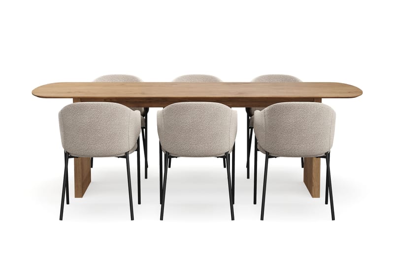 Richeto Matbord 240 cm med 6 Filip Matstolar - Ek - Möbler - Matplats - Matgrupp & matbord med stolar