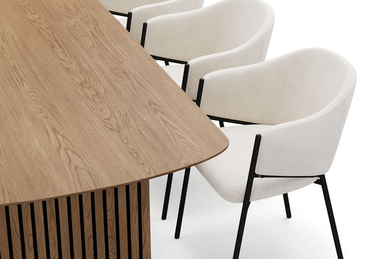 Richeto Matbord 240 cm med 6 Filip Matstolar - Naturlig finish / Vit Bouclé - Möbler - Matplats - Matgrupp & matbord med stolar