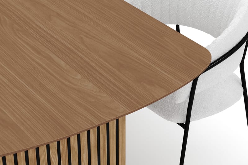 Richeto Matbord 240 cm med 6 Karol Matstolar - Naturlig finish / Vit Bouclé - Möbler - Matplats - Matgrupp & matbord med stolar