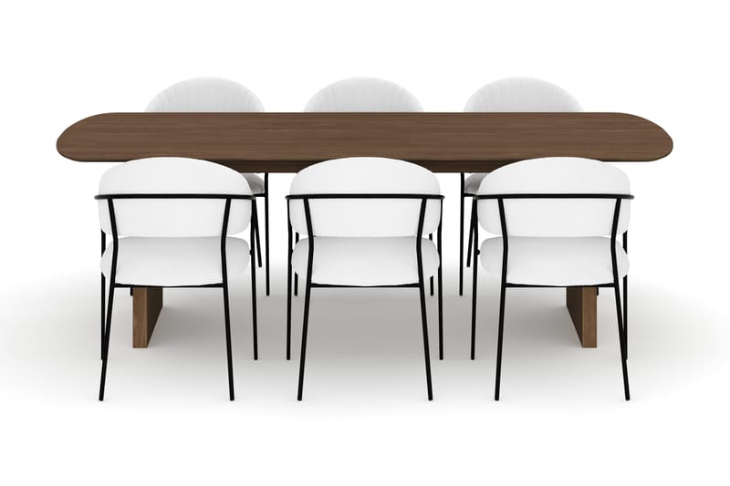 Richeto Matbord 240 cm med 6 Karol Matstolar - Rökt ek / Vit Bouclé - Möbler - Matplats - Matgrupp & matbord med stolar