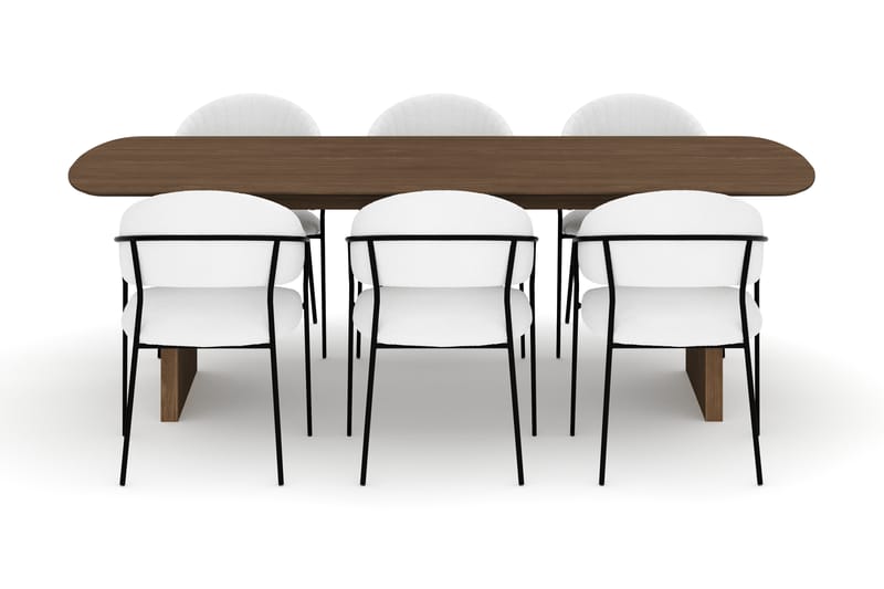 Richeto Matbord 240 cm med 6 Karol Matstolar - Rökt ek / Vit Bouclé - Möbler - Matplats - Matgrupp & matbord med stolar