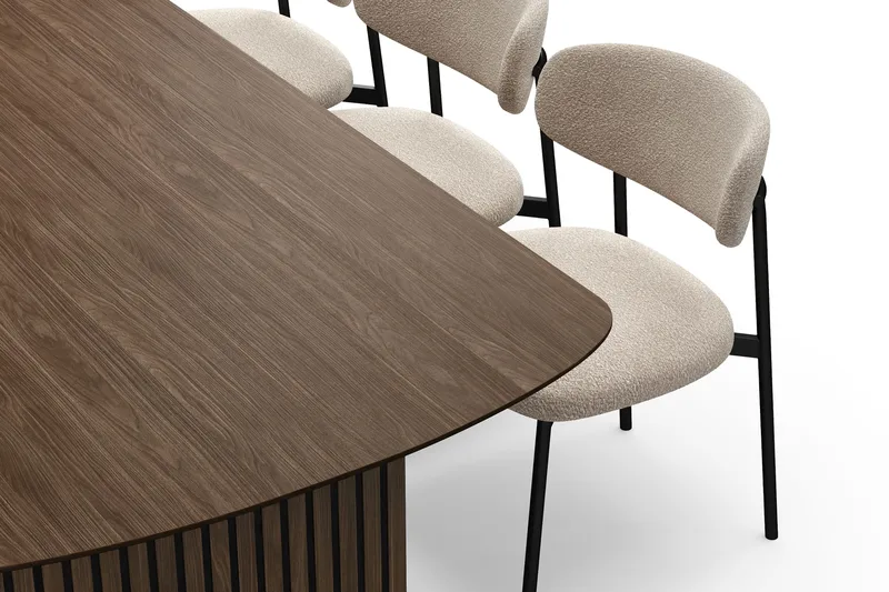 Richeto Matbord 240 cm med 6 Lucy Matstolar - Rökt ek / Greige Bouclé - Möbler - Matplats - Matgrupp & matbord med stolar