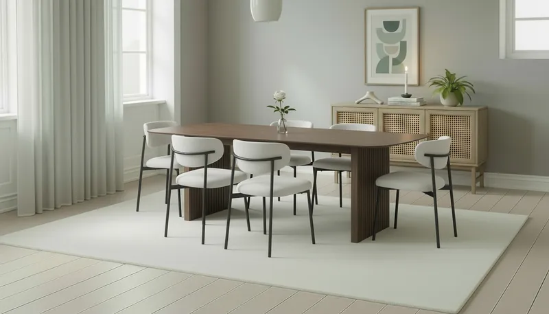 Richeto Matbord 240 cm med 6 Lucy Matstolar - Rökt ek / Vit Bouclé - Möbler - Matplats - Matgrupp & matbord med stolar