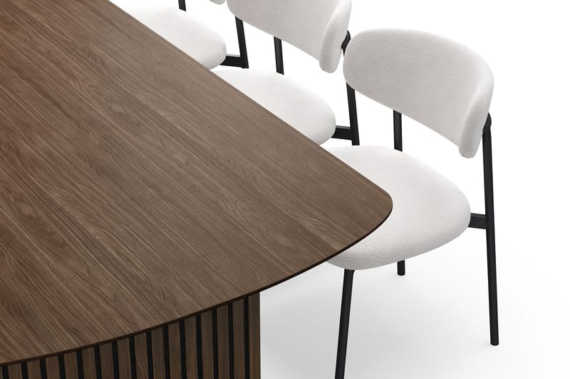 Richeto Matbord 240 cm med 6 Lucy Matstolar - Rökt ek / Vit Bouclé - Möbler - Matplats - Matgrupp & matbord med stolar