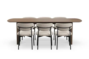 Richeto Matbord 240 cm med 6 Lucy Matstolar - Rökt ek - Möbler - Matplats - Matgrupp & matbord med stolar