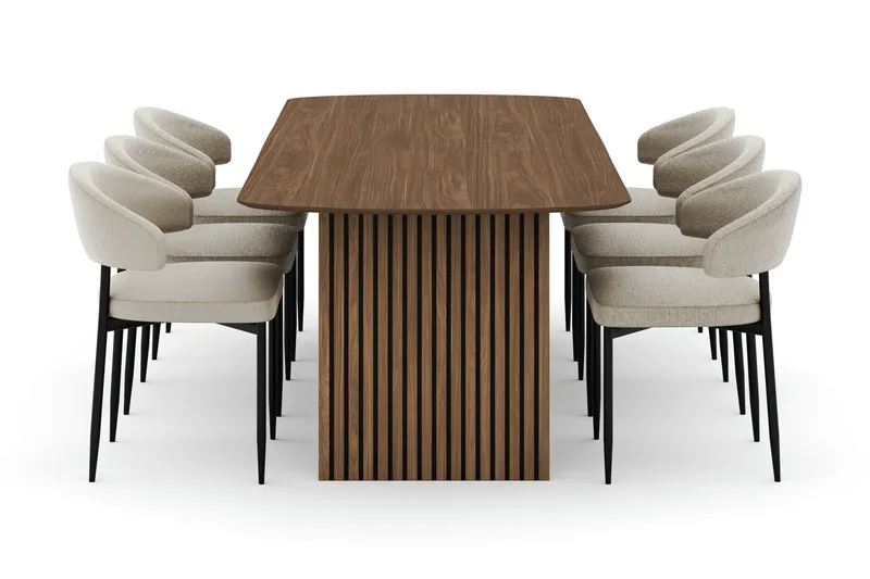 Richeto Matbord 240 cm med 6 Sawako Stolar - Ek - Möbler - Matplats - Matgrupp & matbord med stolar