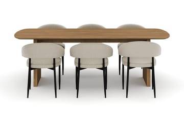 Richeto Matbord 240 cm med 6 Sawako Stolar - Ek - Möbler - Matplats - Matgrupp & matbord med stolar