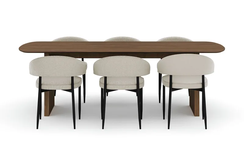 Richeto Matbord 240 cm med 6 Sawako Stolar - Ek - Möbler - Matplats - Matgrupp & matbord med stolar