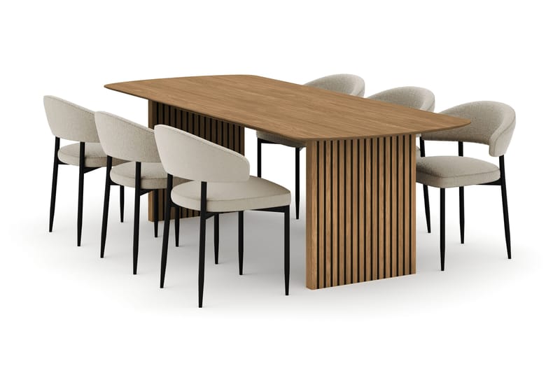 Richeto Matbord 240 cm med 6 Sawako Stolar - Natur - Möbler - Matplats - Matgrupp & matbord med stolar
