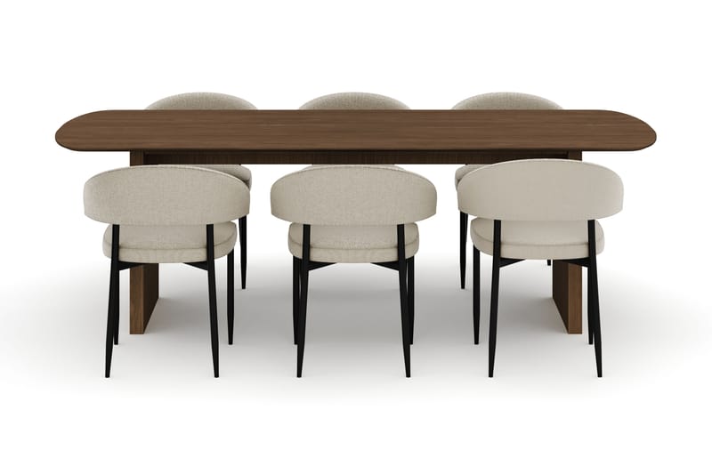 Richeto Matbord 240 cm med 6 Sawako Stolar - Natur - Möbler - Matplats - Matgrupp & matbord med stolar