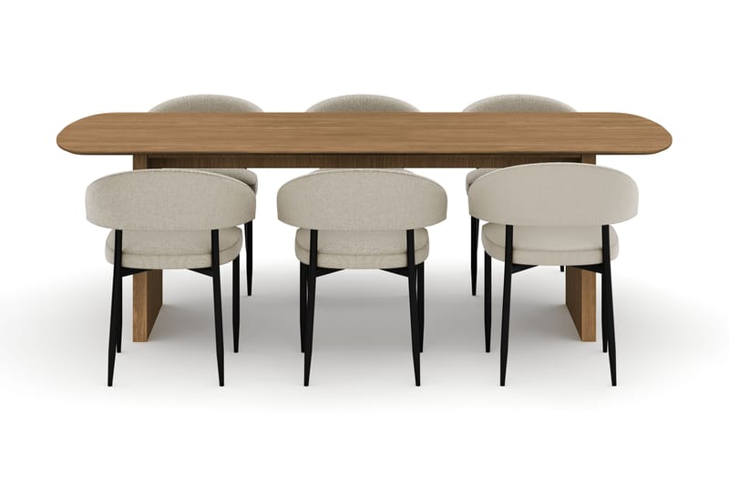 Richeto Matbord 240 cm med 6 Sawako Stolar - Natur - Möbler - Matplats - Matgrupp & matbord med stolar