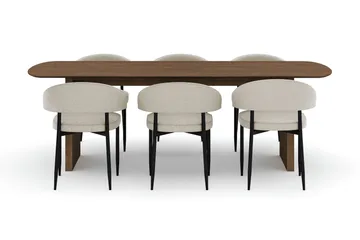 Richeto Matbord 240 cm med 6 Sawako Stolar - Rökt ek - Möbler - Matplats - Matgrupp & matbord med stolar