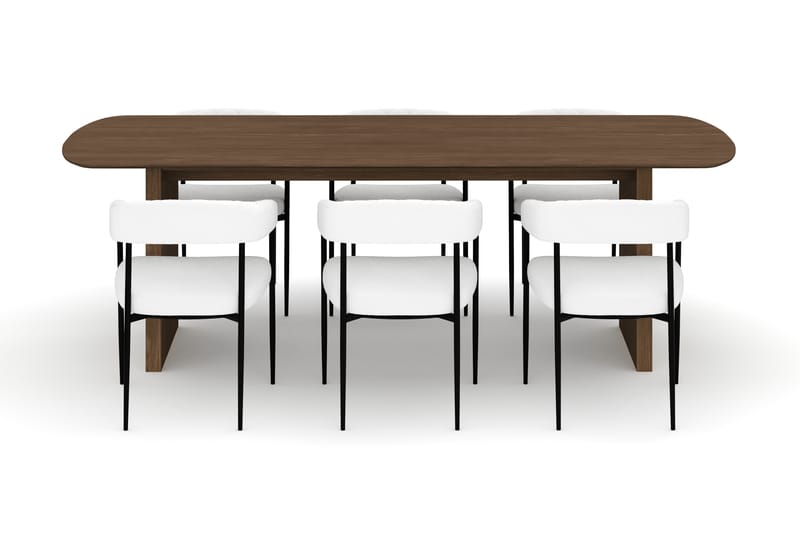 Richeto Matbord 240 cm med 6 Velma Matstolar - Rökt ek / Vit Bouclé - Möbler - Matplats - Matgrupp & matbord med stolar