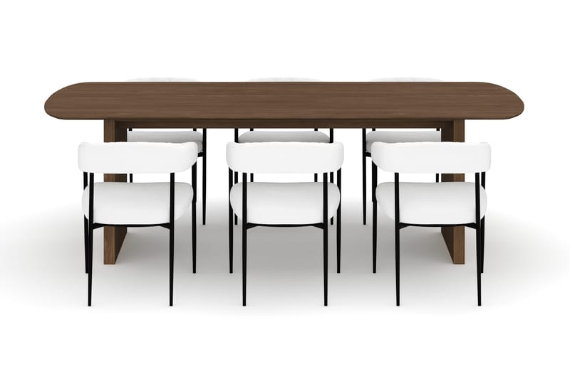 Richeto Matbord 240 cm med 6 Velma Matstolar - Rökt ek / Vit Bouclé - Möbler - Matplats - Matgrupp & matbord med stolar