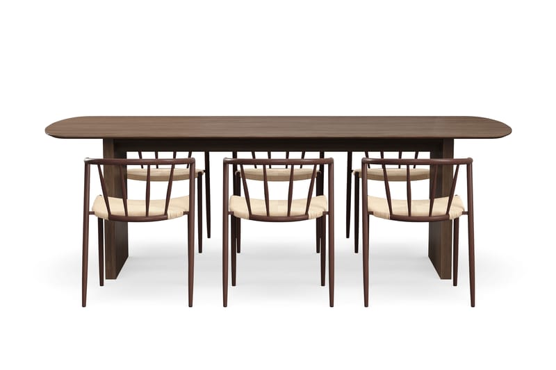 Richeto Matbord 240 cm med 6 Winston Matstolar - Rökt ek / Beige / Metallben Rökt ek - Möbler - Matplats - Matgrupp & matbord med stolar