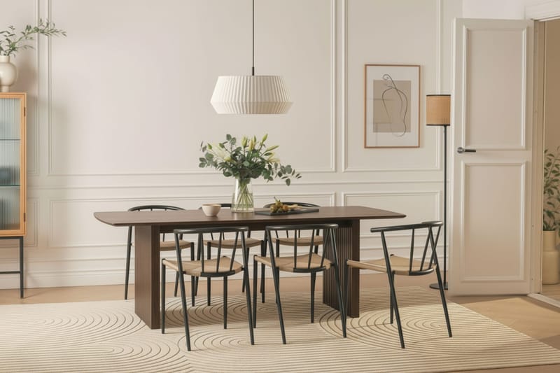 Richeto Matbord 240 cm med 6 Winston Matstolar - Rökt ek / Beige / Metallben Svart - Möbler - Matplats - Matgrupp & matbord med stolar