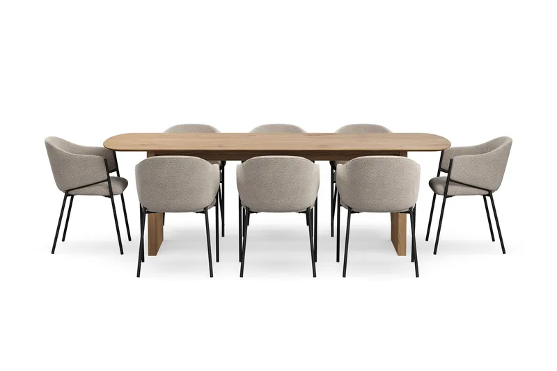 Richeto Matbord 240 cm med 8 Filip Matstolar - Ek - Möbler - Matplats - Matgrupp & matbord med stolar