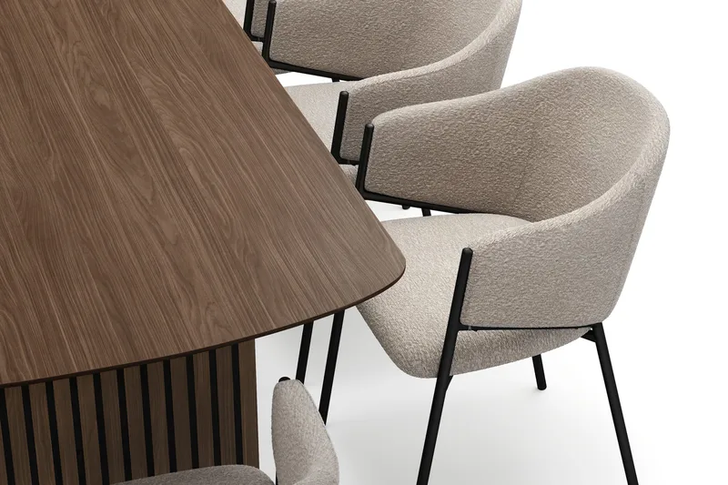 Richeto Matbord 240 cm med 8 Filip Matstolar - Rökt ek / Taupe Bouclé - Möbler - Matplats - Matgrupp & matbord med stolar