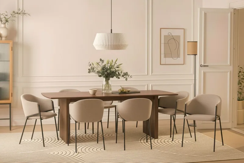 Richeto Matbord 240 cm med 8 Filip Matstolar - Rökt ek / Taupe Bouclé - Möbler - Matplats - Matgrupp & matbord med stolar