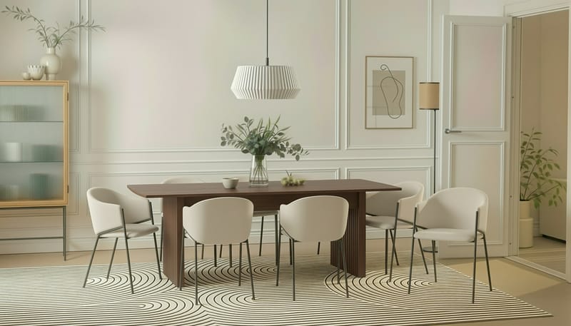 Richeto Matbord 240 cm med 8 Filip Matstolar - Rökt ek / Vit Bouclé - Möbler - Matplats - Matgrupp & matbord med stolar