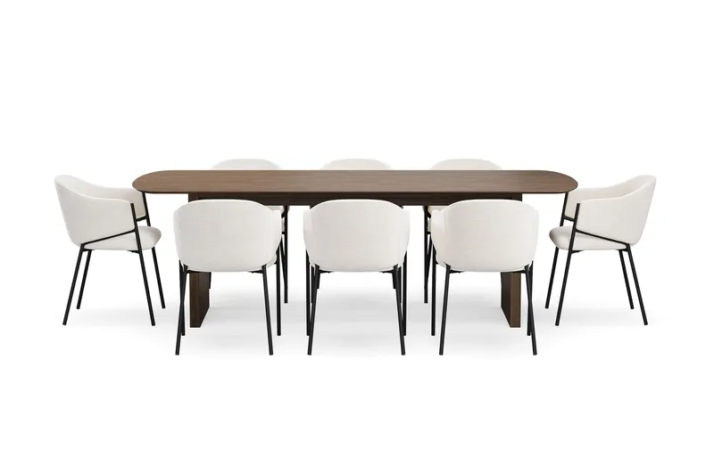 Richeto Matbord 240 cm med 8 Filip Matstolar - Rökt ek - Möbler - Matplats - Matgrupp & matbord med stolar