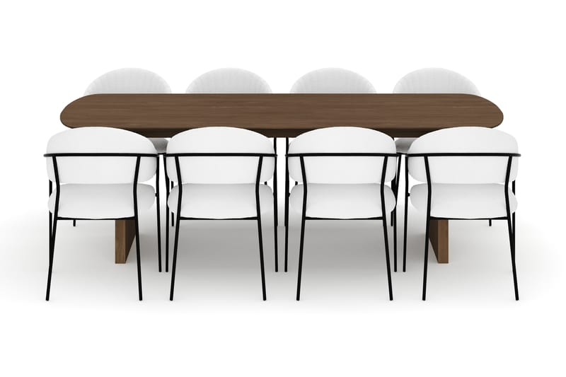 Richeto Matbord 240 cm med 8 Karol Matstolar - Rökt ek / Vit Bouclé - Möbler - Matplats - Matgrupp & matbord med stolar