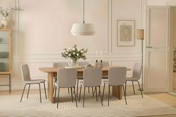 Richeto Matbord 240 cm med 8 Katy Matstolar - Naturlig finish / Greige Bouclé / Metallben Svart - Möbler - Matplats - Matgrupp & matbord med stolar
