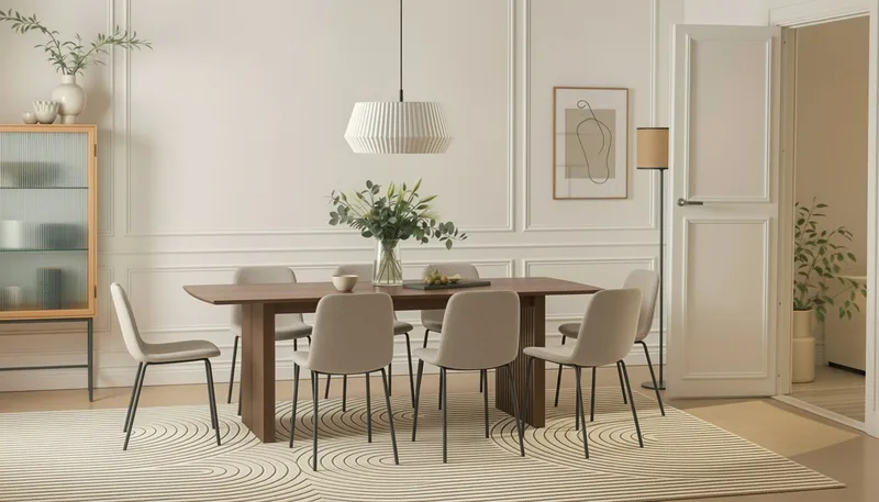 Richeto Matbord 240 cm med 8 Katy Matstolar - Rökt ek / Greige Bouclé - Möbler - Matplats - Matgrupp & matbord med stolar