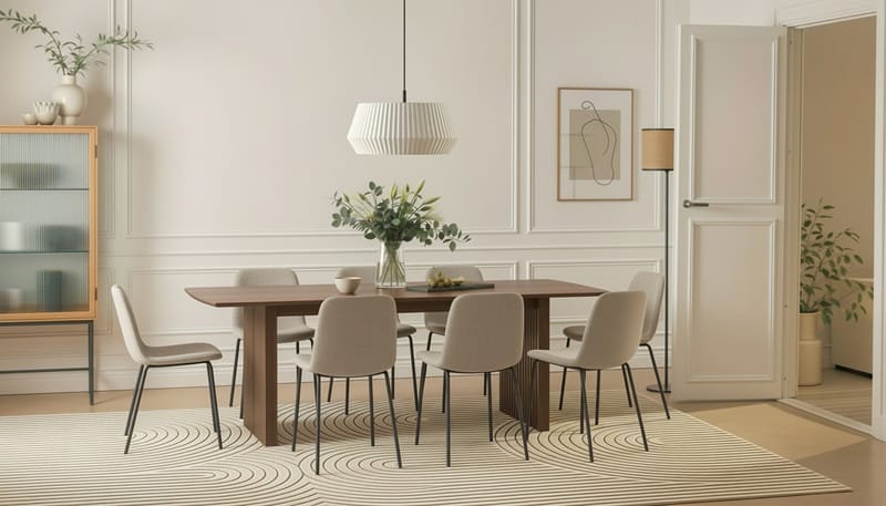 Richeto Matbord 240 cm med 8 Katy Matstolar - Rökt ek / Greige Bouclé - Möbler - Matplats - Matgrupp & matbord med stolar