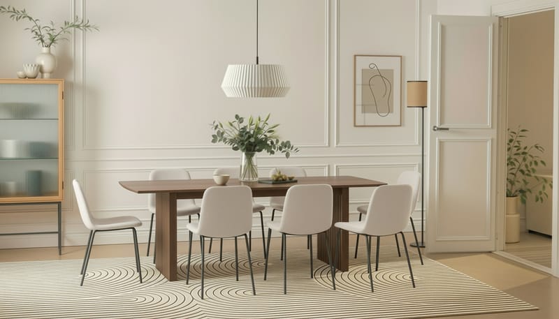 Richeto Matbord 240 cm med 8 Katy Matstolar - Rökt ek / Vit Bouclé - Möbler - Matplats - Matgrupp & matbord med stolar