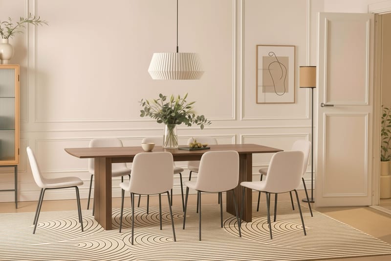 Richeto Matbord 240 cm med 8 Katy Matstolar - Rökt ek / Vit Bouclé - Möbler - Matplats - Matgrupp & matbord med stolar