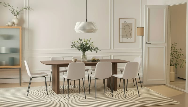 Richeto Matbord 240 cm med 8 Katy Matstolar - Rökt ek / Vit Bouclé - Möbler - Matplats - Matgrupp & matbord med stolar