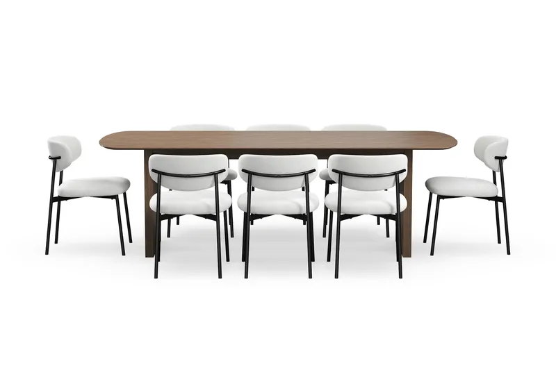 Richeto Matbord 240 cm med 8 Lucy Matstolar - Rökt ek - Möbler - Matplats - Matgrupp & matbord med stolar